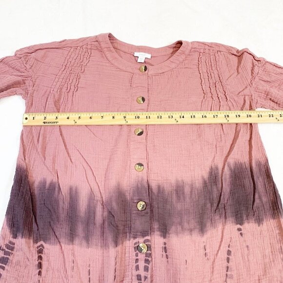 J. Jill purejill ombre tie dye gauzy long sleeve flowy button front top - Picture 7 of 8